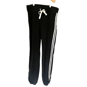 J Crew Black Sweatpants Joggers Women's XXS Cotton Two Stripe Cozy Athletic